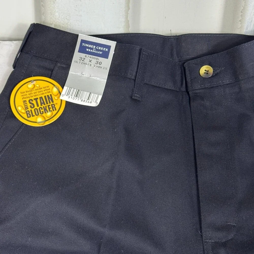 Timber Creek By Wrangler Ultimate Khakis Pant Mens Black Stain Blocker 32X30 NWT